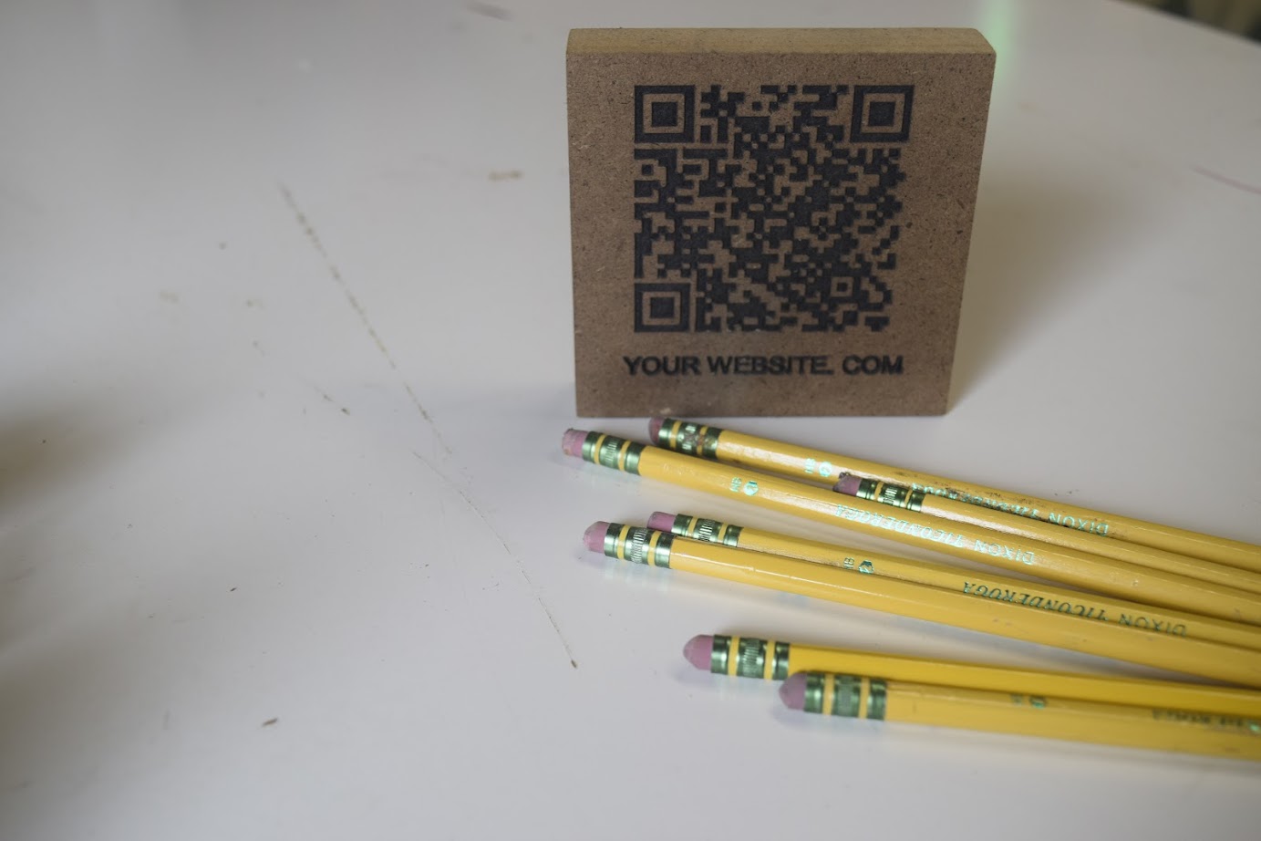QR Code Laser-Etched Wooden Slab