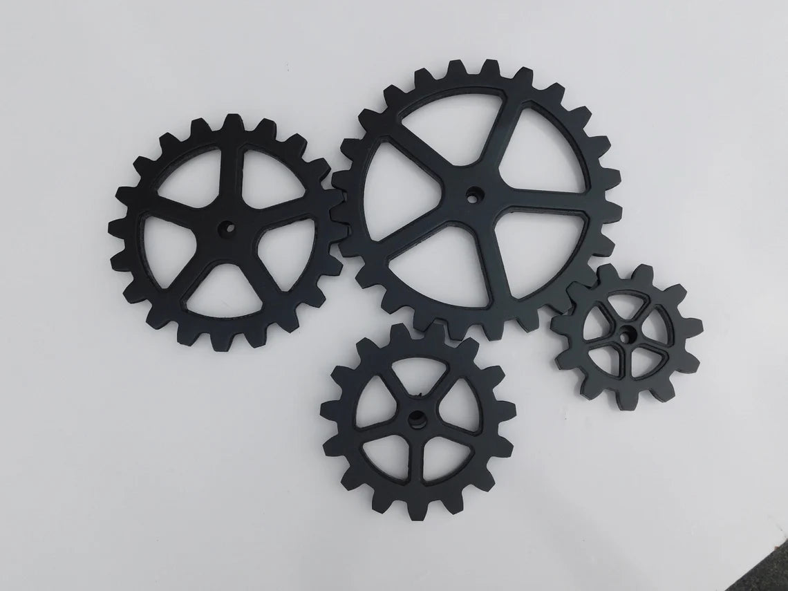 Wooden Gears, Large Four Wood Gear Set 6"- 12" - Steampunk, Industrial, Wood Cogs, American Made