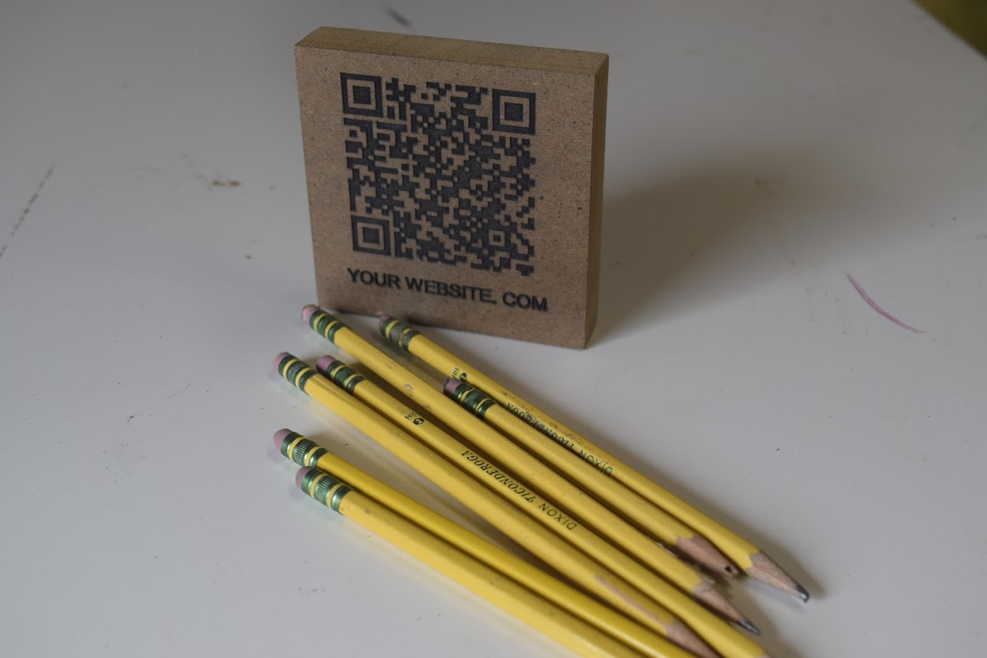 QR Code Laser-Etched Wooden Slab