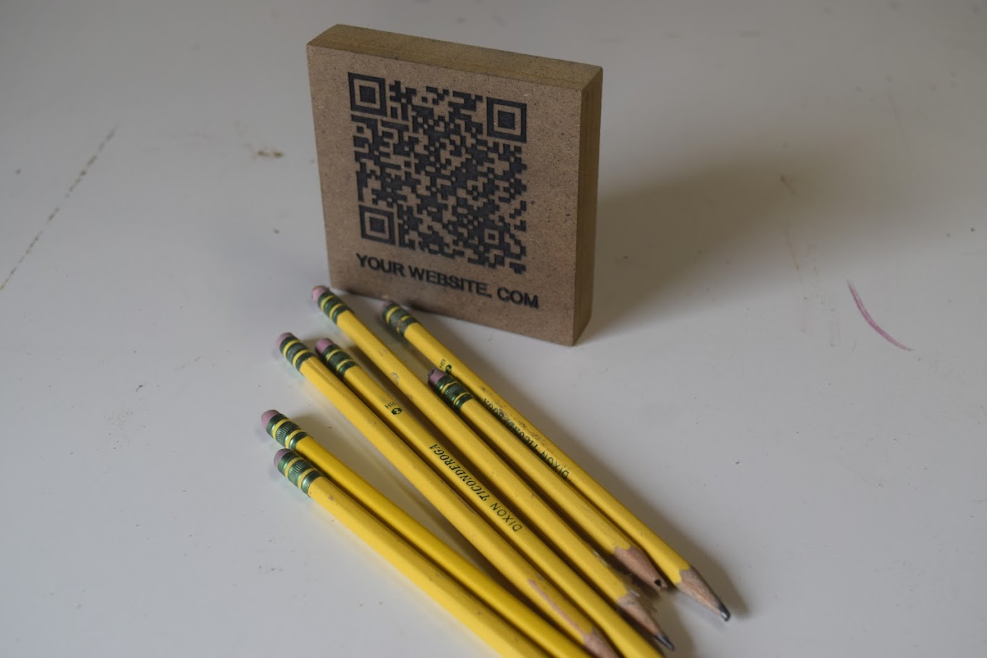 QR Code Laser-Etched Wooden Slab