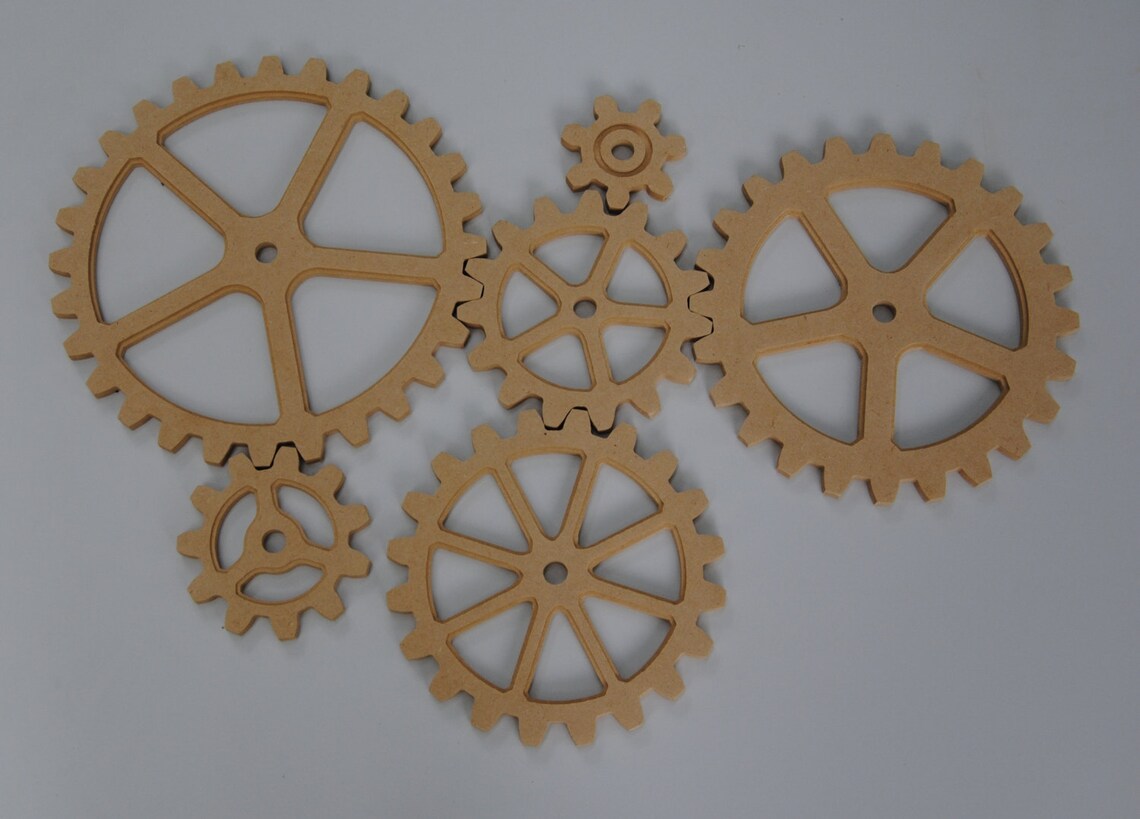Large Wood Gear, 6 Gear Set, Wooden Cog, Sprocket, Steampunk, Modern Industrial, Americana, Foundry, decor, farm art, decoration