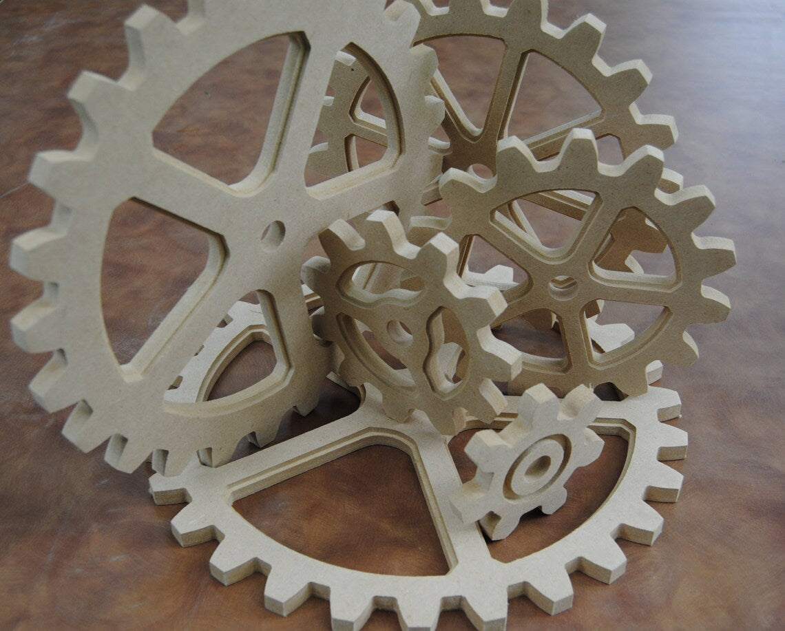 Large Wood Gear, 6 Gear Set, Wooden Cog, Sprocket, Steampunk, Modern Industrial, Americana, Foundry, decor, farm art, decoration