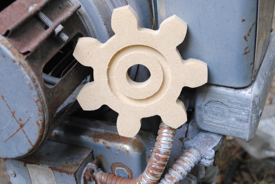 Large Wood Gear, 6 Gear Set, Wooden Cog, Sprocket, Steampunk, Modern Industrial, Americana, Foundry, decor, farm art, decoration