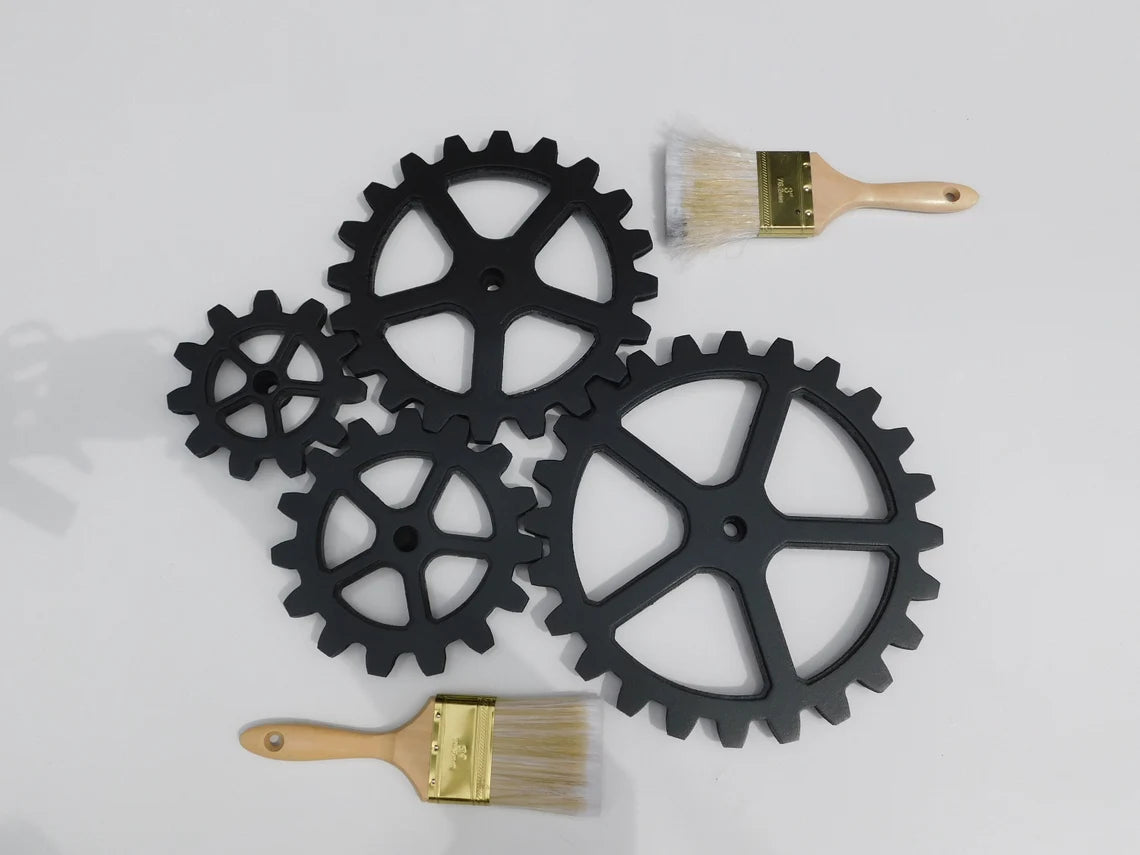 Wooden Gears, Large Four Wood Gear Set 6"- 12" - Steampunk, Industrial, Wood Cogs, American Made