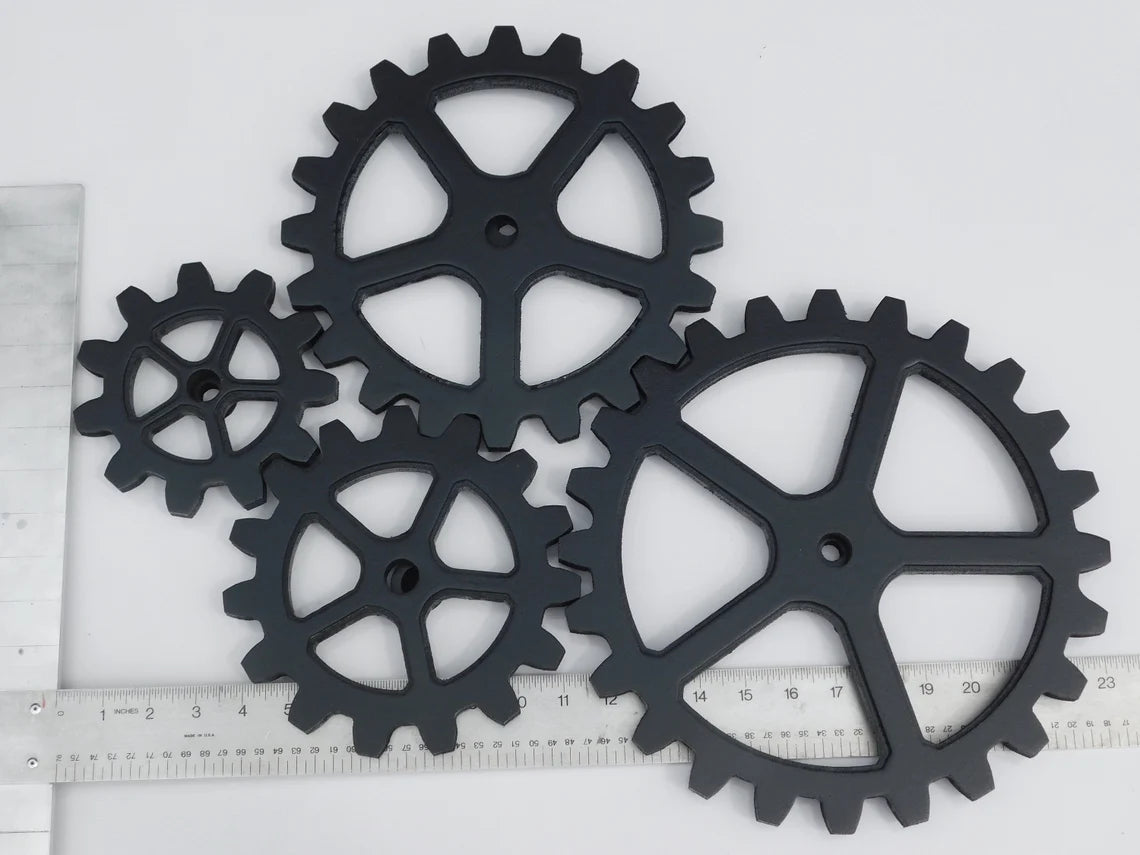 Wooden Gears, Large Four Wood Gear Set 6"- 12" - Steampunk, Industrial, Wood Cogs, American Made
