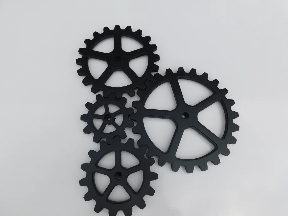 Wooden Gears, Large Four Wood Gear Set 6"- 12" - Steampunk, Industrial, Wood Cogs, American Made