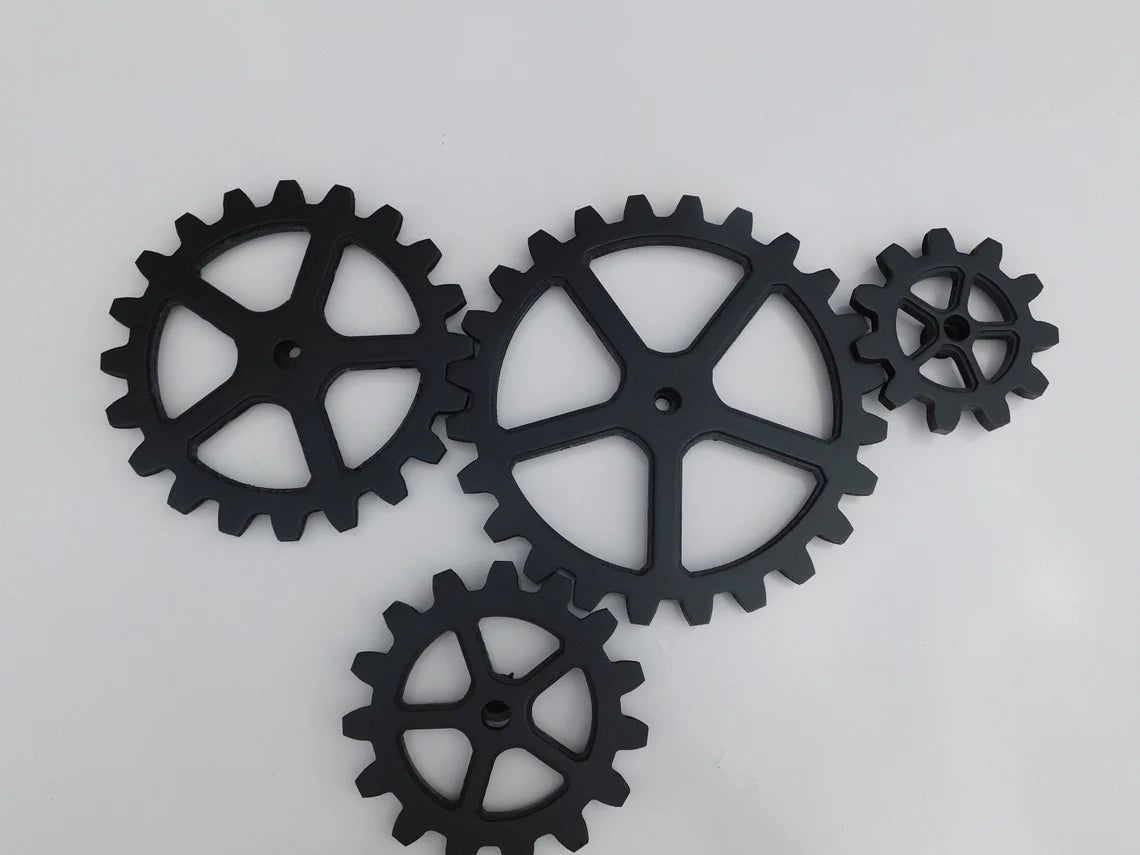 Wooden Gears, Large Four Wood Gear Set 6"- 12" - Steampunk, Industrial, Wood Cogs, American Made