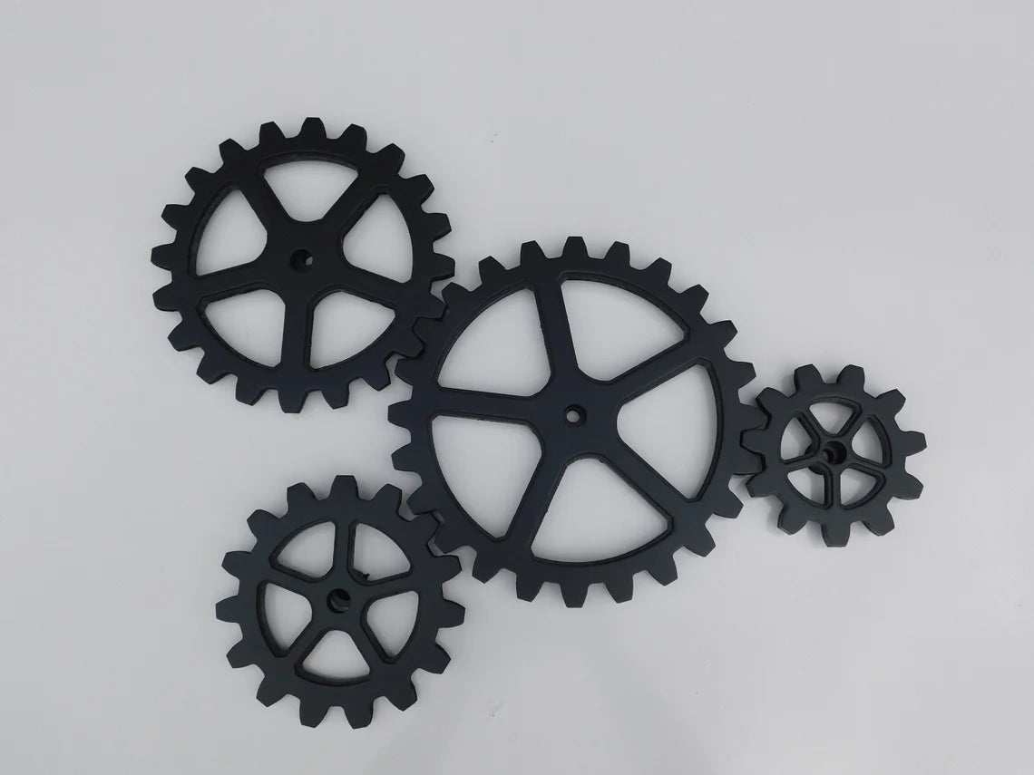 Wooden Gears, Large Four Wood Gear Set 6"- 12" - Steampunk, Industrial, Wood Cogs, American Made