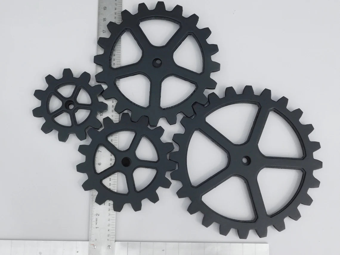 Wooden Gears, Large Four Wood Gear Set 6"- 12" - Steampunk, Industrial, Wood Cogs, American Made