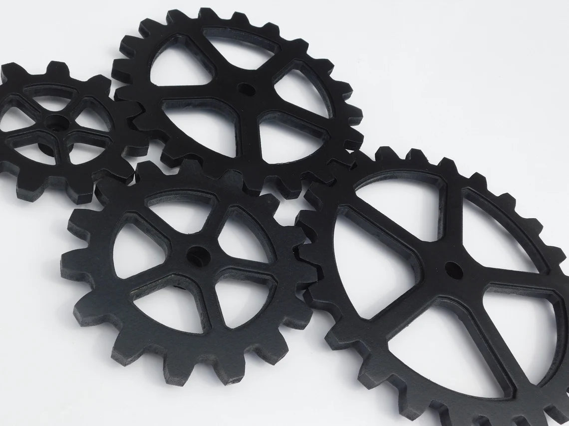 Wooden Gears, Large Four Wood Gear Set 6"- 12" - Steampunk, Industrial, Wood Cogs, American Made